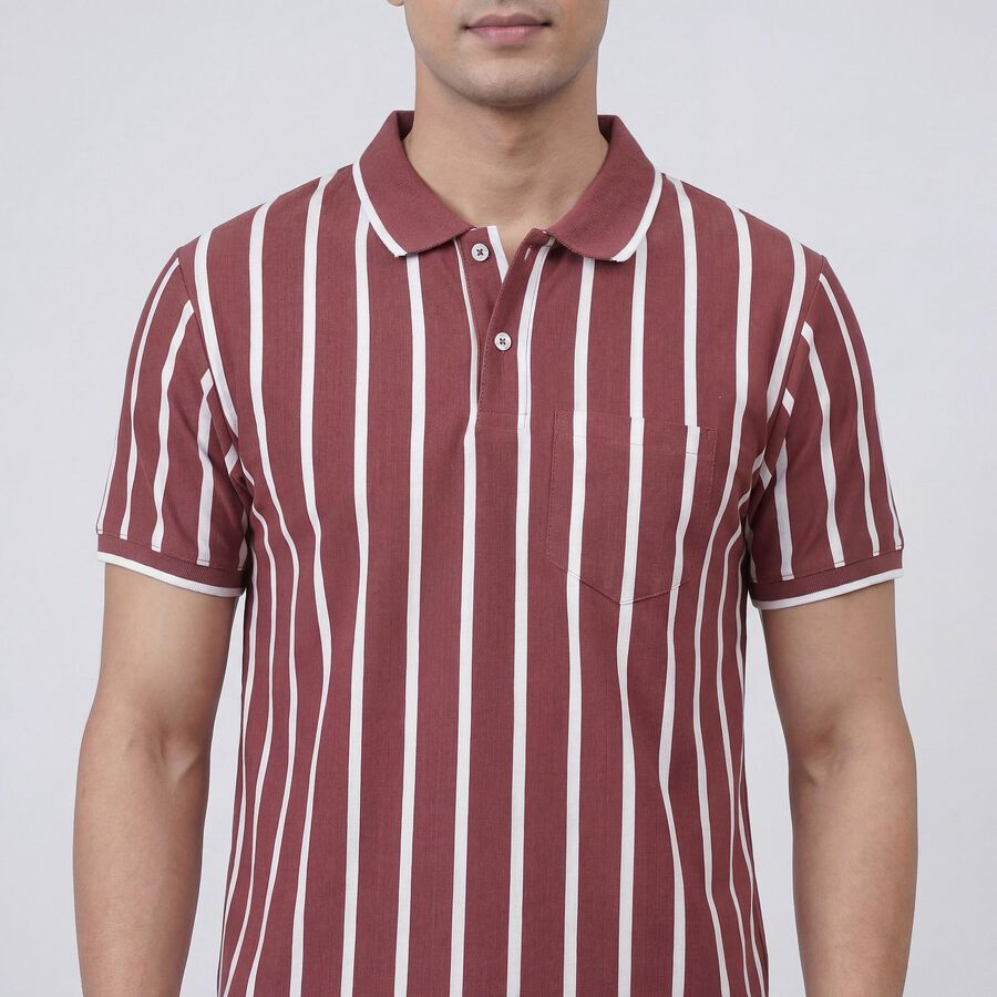 Men's Pink Polo Collar Casual Half Sleeve T-Shirt, गुलाबी, large