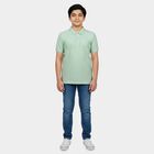Boys' Aqua Cotton Blend Polo Neck Polo Boys T-Shirt, एक्वा, small