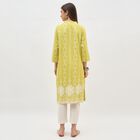 Women's Light Lime Green Round Neck Printed Kurta, Light Green, small