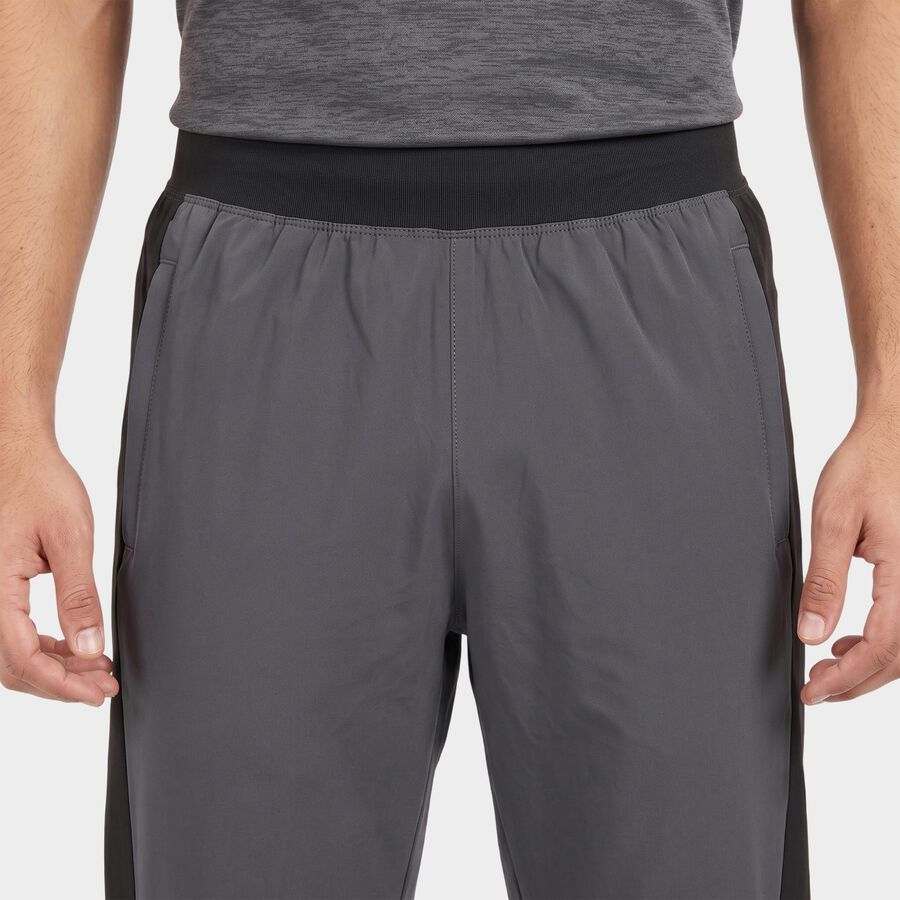 Men's Charcoal Straight Fit Panelled Track Pants, गहरा ग्रे, large