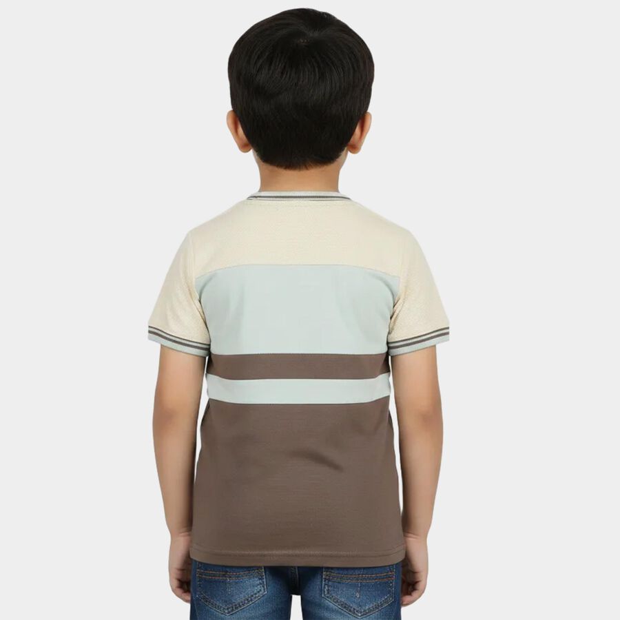 Boys' Half Sleeves T-Shirt, चारकोल, large
