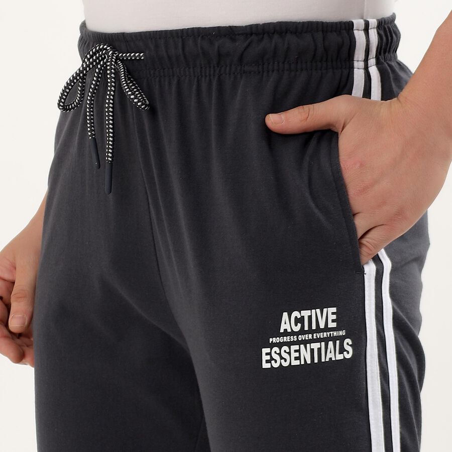 Men's Charcoal Black Slim Fit Track Pants, Dark Grey, large image number null