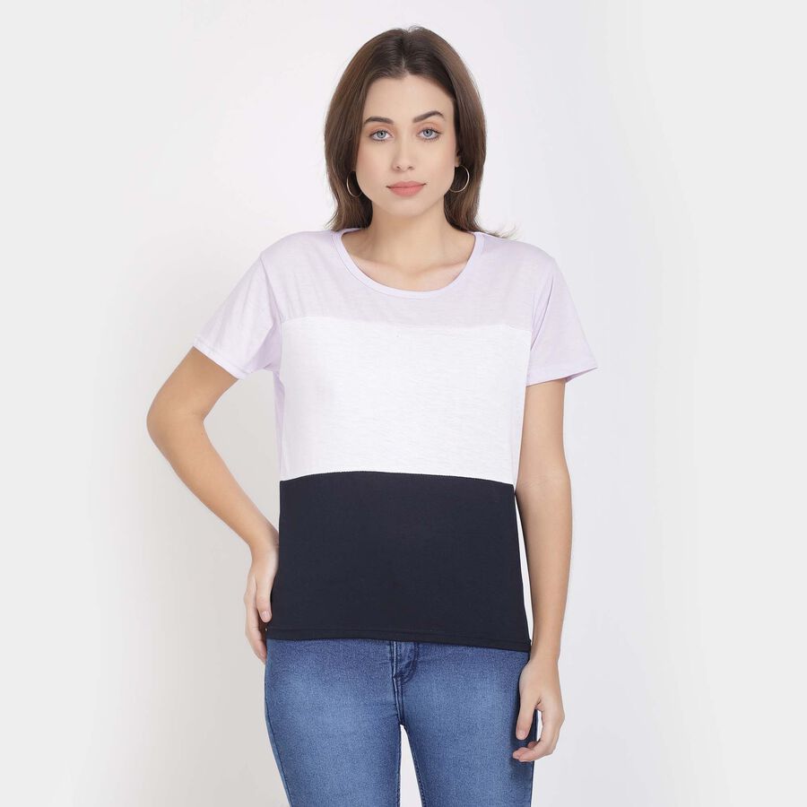 Cut N Sew Round Neck T-Shirt, Lilac, large image number null