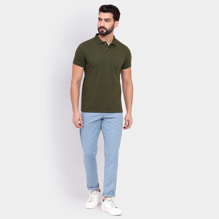 Men's 100% Cotton Slim Fit Casual Trousers , हल्का नीला, large image number null