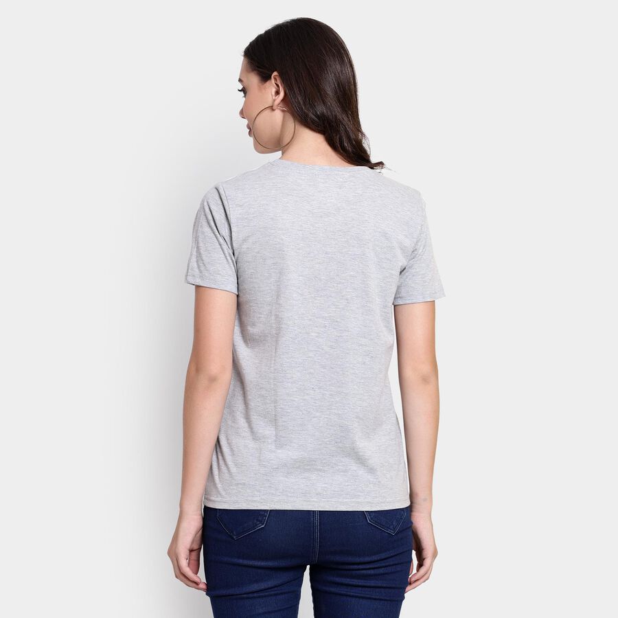 Ladies' 100% Cotton Round Neck T-Shirt , मिश्रित हल्का ग्रे, large image number null