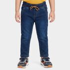 Boys' Dark Blue Blue Straight Fit Drawstring Waist Jeans, गहरा नीला, small