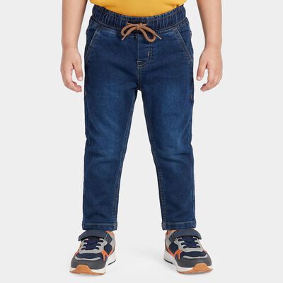 Boys' Dark Blue Blue Straight Fit Drawstring Waist Jeans