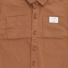 Infants Warm Chestnut Brown Cotton Classic Collar Casual Shirt, Beige, small image number null