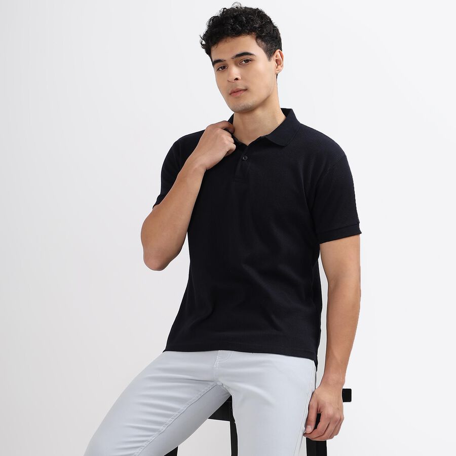 Men's Collared Half Sleeves T-Shirt, नेवी ब्लू, large image number null