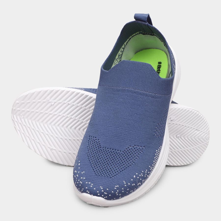 Women's Steel Blue Slip-On Casual Sneakers, Blue, large image number null