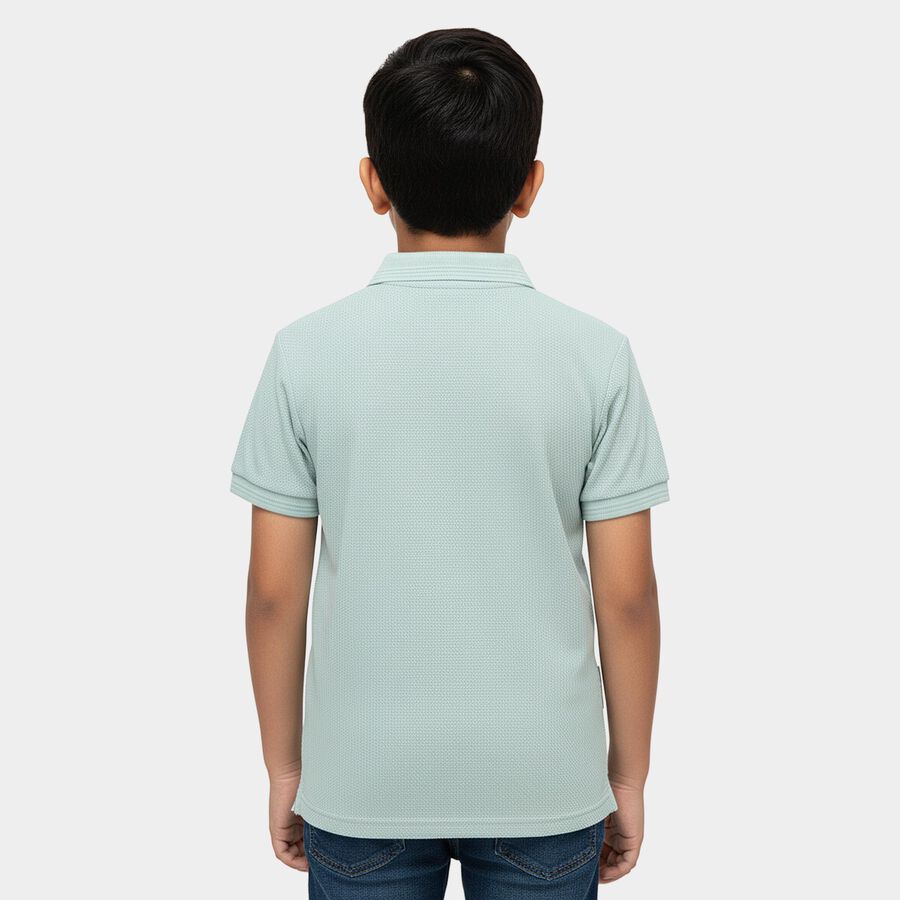 Boys Light Green Cotton Round Neck Casual T-Shirt, हल्का हरा, large