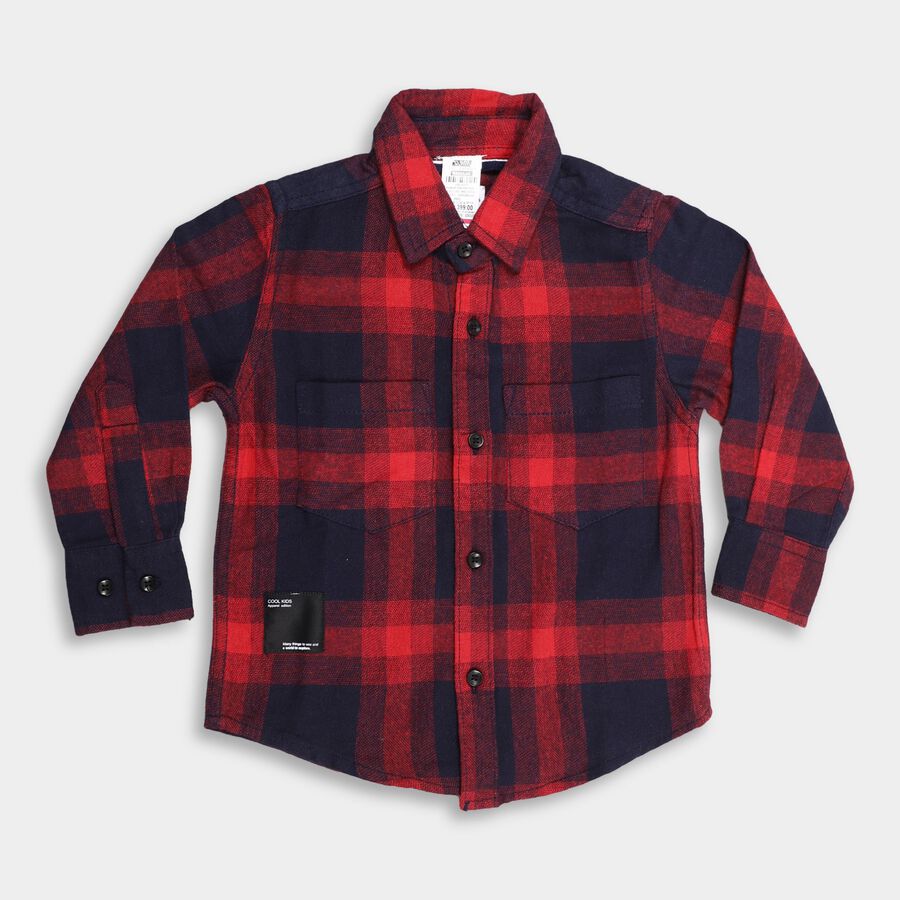 Boy's 100% Cotton Casual Shirt , लाल, large image number null