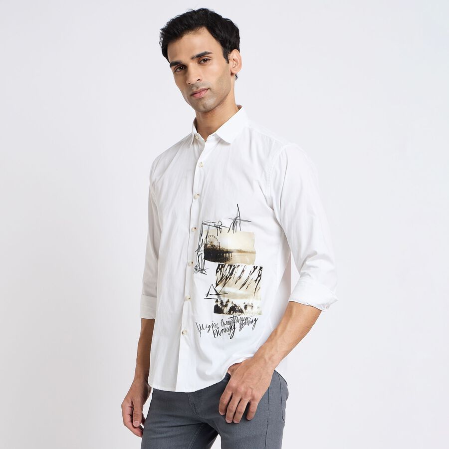 Men's 100% Cotton Casual Shirt, White, large image number null