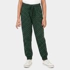 Girls Green Jogger Fit Heart Printed Cotton Blend Pyjama, Dark Green, small