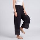 Women's Black Wide-Leg Solid Palazzos, काला, small