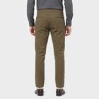Men's Olive Green Slim Fit Flat-Front Chino Trousers, ओलिव, small