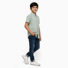 Boys Light Sage Green Cotton Half Sleeve Classic Casual Shirt, हल्का हरा, small image number null