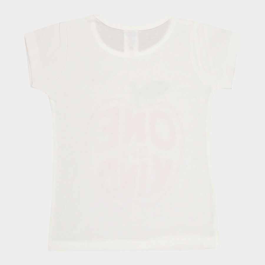 Girls Cotton T-Shirt, Off White, large image number null