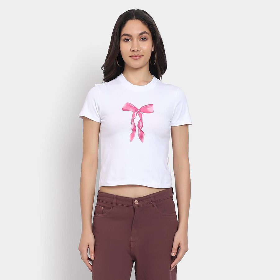 Ladies'  Crop  Top, सफ़ेद, large image number null