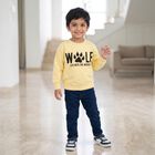 Boys' Yellow Crew Neck Pullover Sweatshirt, पीला, small