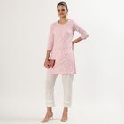 Women's Soft Pastel Pink Round Neck Floral Printed Kurta, गुलाबी, small image number null