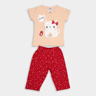 Girls' Cotton Capri Set, Peach, small image number null
