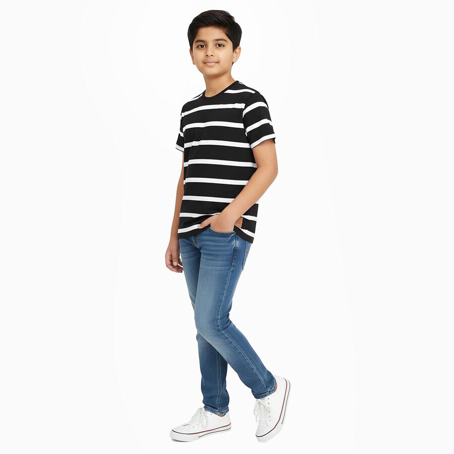 Boys' 100% Cotton Half Sleeves T-Shirt, काला, large image number null