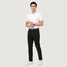 Men's Slim Fit Casual Trousers, नेवी ब्लू, small