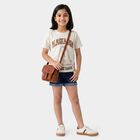 Girls White Round Neck Regular T-Shirt, सफ़ेद, small