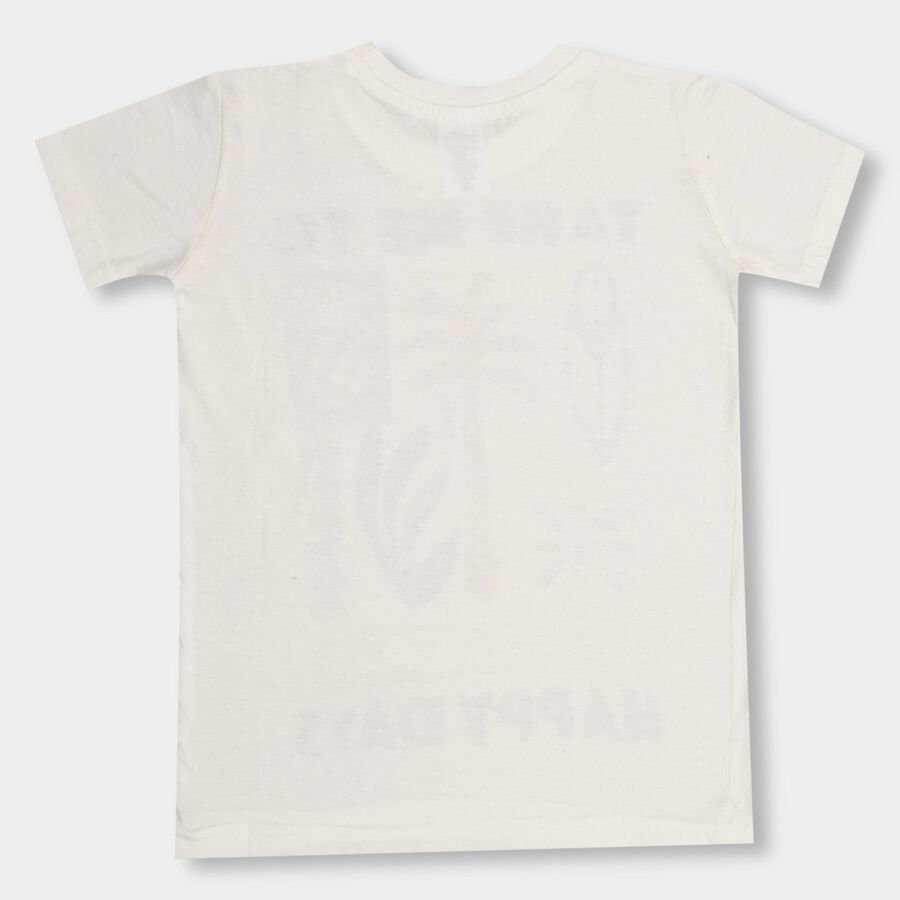 Boys' 100% Cotton Half Sleeves T-Shirt, Off White, large image number null
