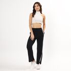 Women's Solid Black Regular Fit Track Pants, काला, small image number null