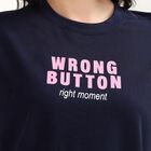 Women's Navy Blue Cotton Round Neck Casual T-Shirt, नेवी ब्लू, small