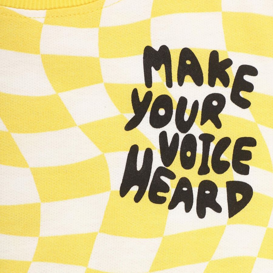 Boys Bright Yellow Crew Neck Printed Sweatshirt, Yellow, large image number null