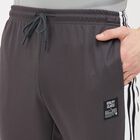 Men's Grey Slim Fit Side-Striped Track Pants, Dark Grey, small