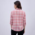 Women's Light Pink Checkered Classic Collar Shirt, हल्का गुलाबी, small image number null