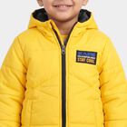Boys Yellow Hooded Puffer Jacket, पीला, small