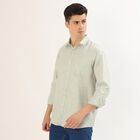 Men's Light Sage Green Spread Collar Casual Shirt, हल्का हरा, small