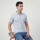 Men's Light Blue Polo Collar Casual T-Shirt, Light Blue, small