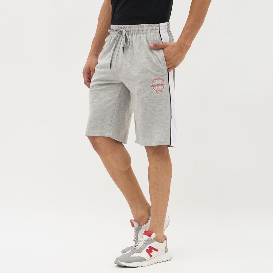 Men's Light Heather Grey Regular Fit Solid Jamaican Shorts, मिश्रित हल्का ग्रे, large image number null