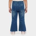 Girls Blue Flared Fit Butterfly Embroidered Jeans, Mid Blue, small
