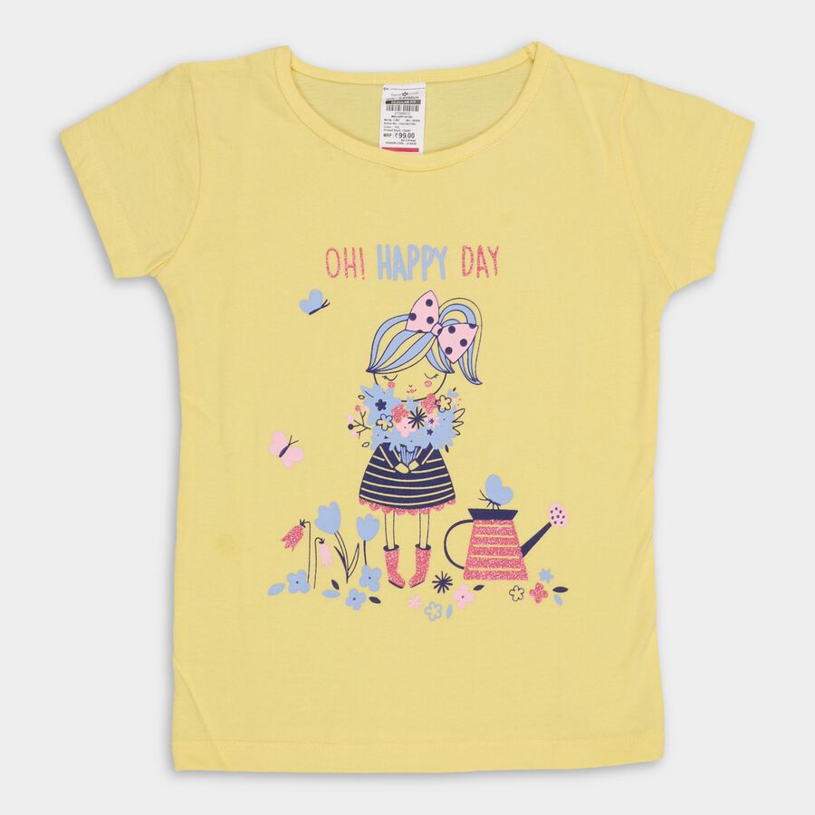 Girls' 100% Cotton T-Shirt , पीला, large image number null