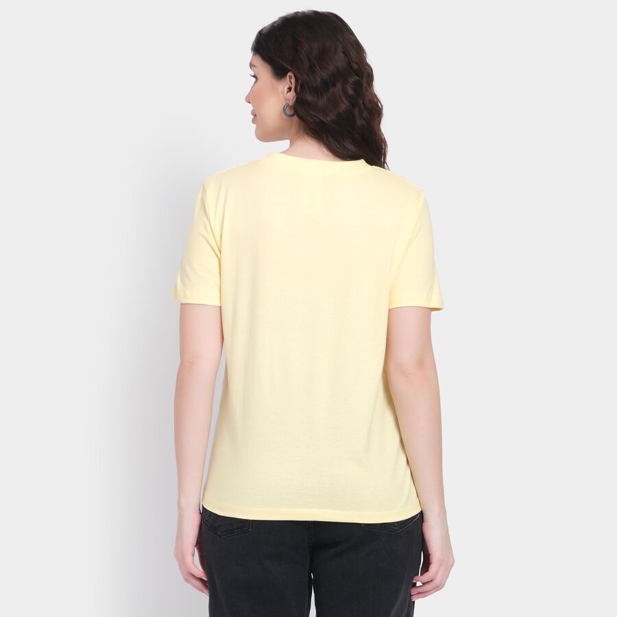 Ladies' 100% Cotton Round Neck T-Shirt, पीला, large