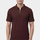 Men's Rust Polo Neck Casual Half Sleeve T-Shirt, Rust, small