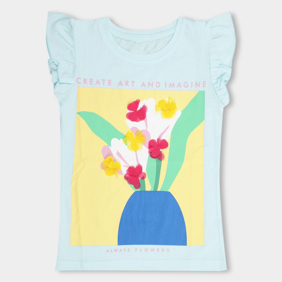 Girls' 100% Cotton T-Shirt , हल्का नीला, large image number null