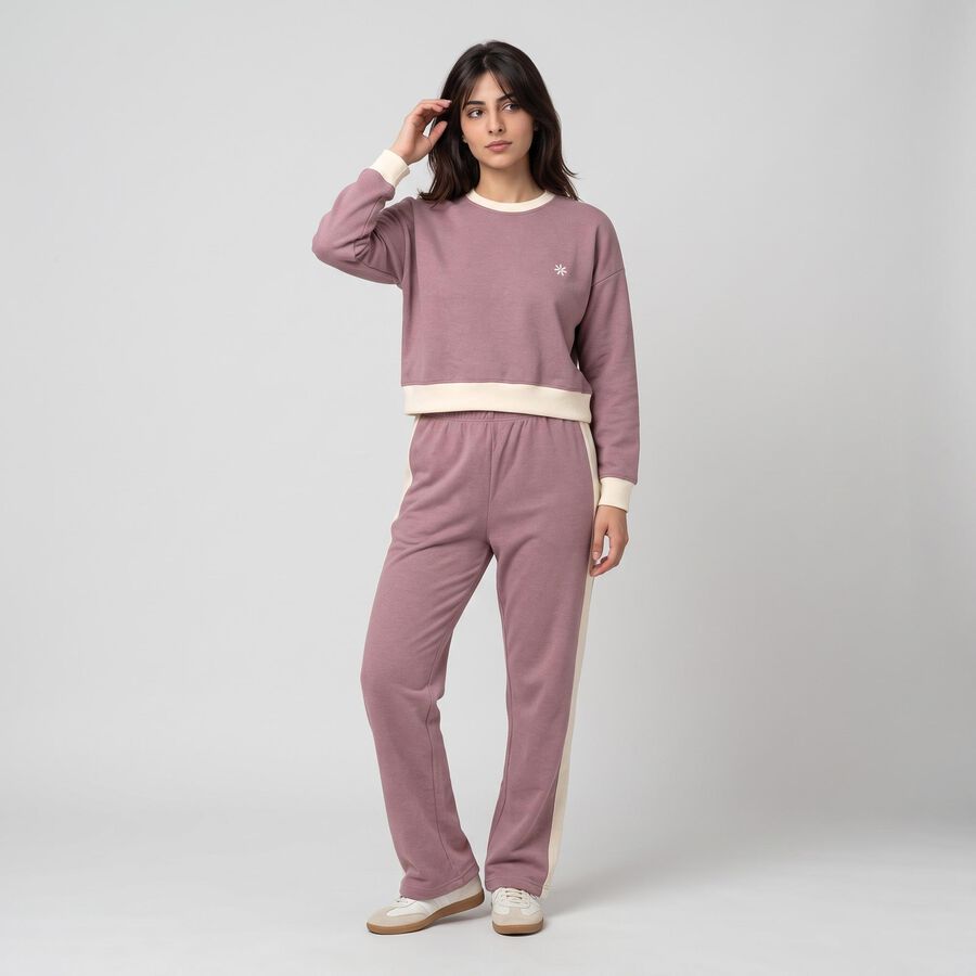 Women's Lilac Color-Blocked Track suit, लाइलेक, large