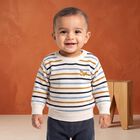 Infants' Off White Crew Neck Striped Pullover, Off White, small