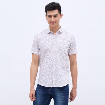 Men's White Cotton Regular Collar Casual Shirt