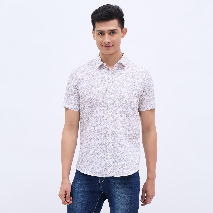 Men's White Cotton Regular Collar Casual Shirt, White, large image number null