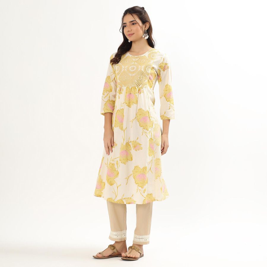 Women's Bright Yellow Embroidered Kurta, पीला, large image number null