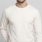 Men's Off White Long Sleeve Thermal, ऑफ व्हाइट, small